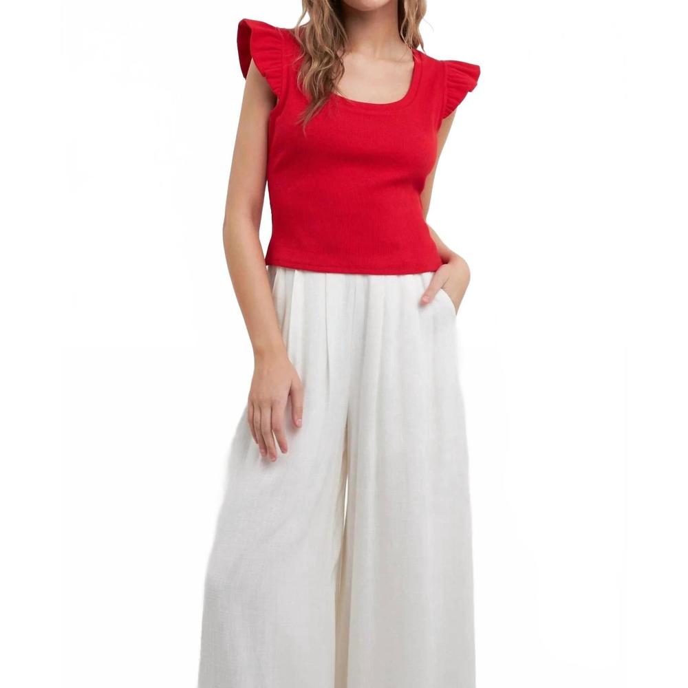 NEW 2.7 AUGUST APPAREL u-neckline ribbed knit top in red